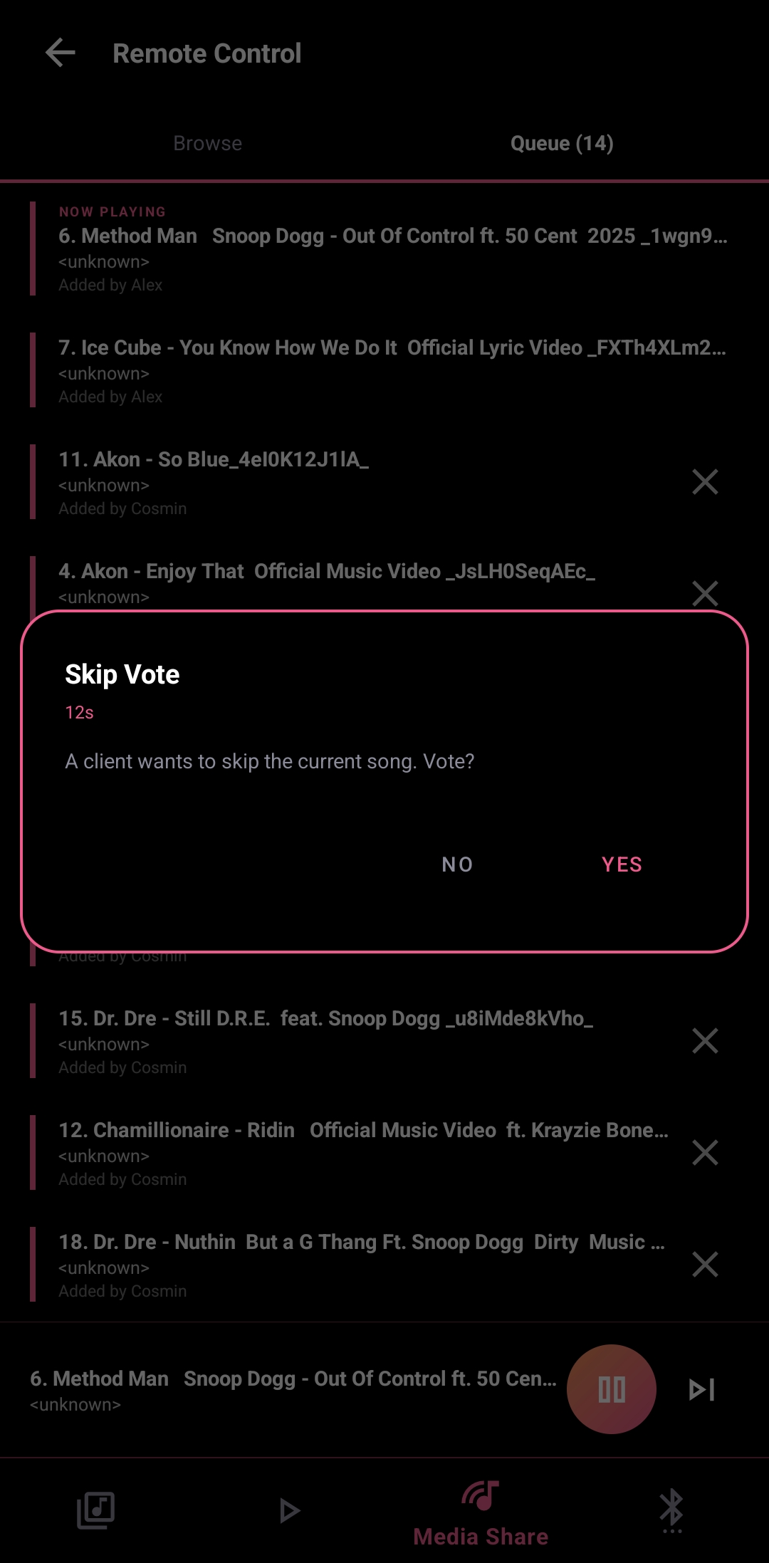 Music player and voting screen